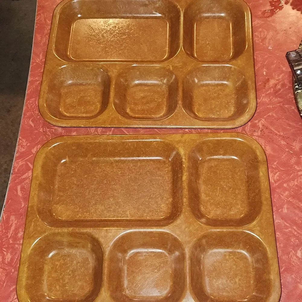 Vintage 1952 Melamine Mess Hall Trays Set of 2